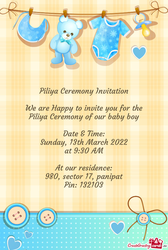 Piliya Ceremony Invitation