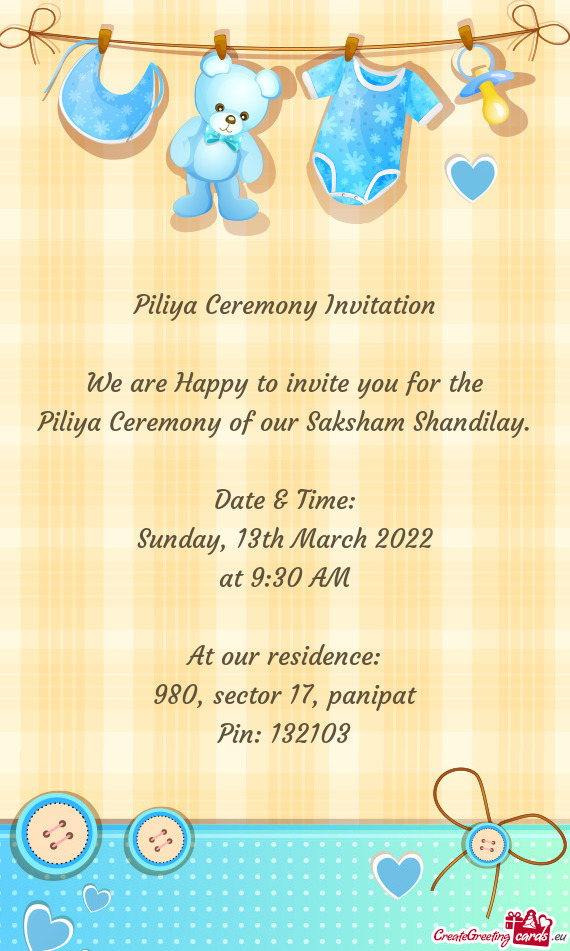 Piliya Ceremony of our Saksham Shandilay