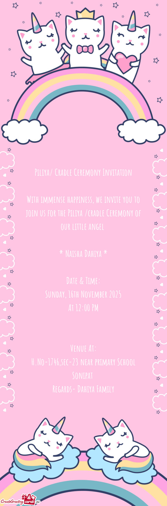 Piliya/ Cradle Ceremony Invitation