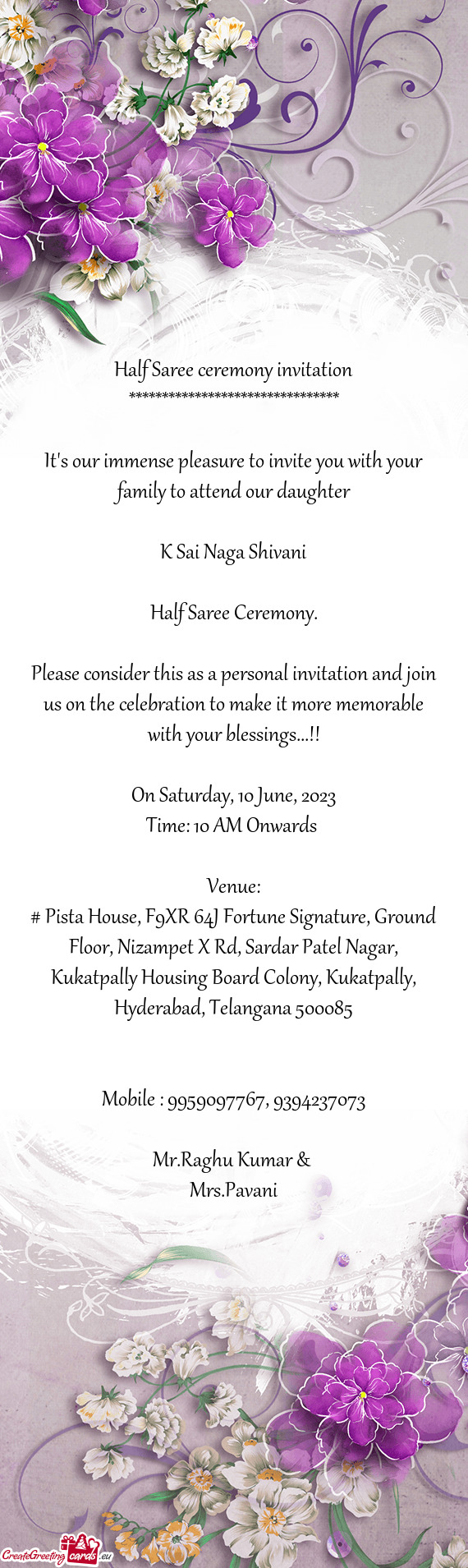 # Pista House, F9XR+64J Fortune Signature, Ground Floor, Nizampet X Rd, Sardar Patel Nagar
