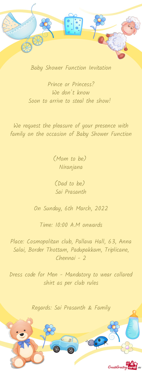 Place: Cosmopolitan club, Pallava Hall, 63, Anna Salai, Border Thottam, Padupakkam, Triplicane, Chen