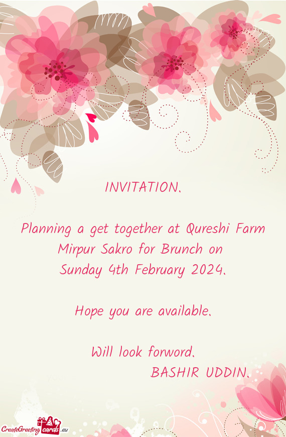 Planning a get together at Qureshi Farm Mirpur Sakro for Brunch on