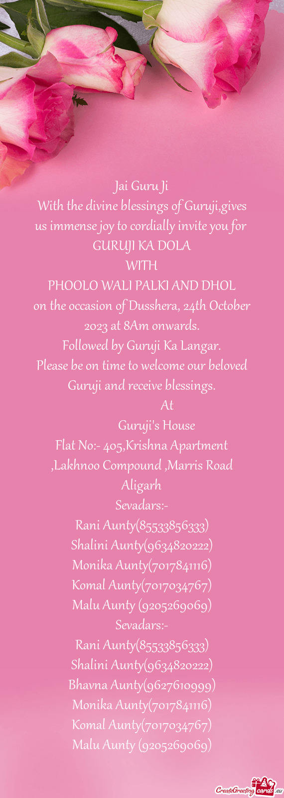 Please be on time to welcome our beloved Guruji and receive blessings