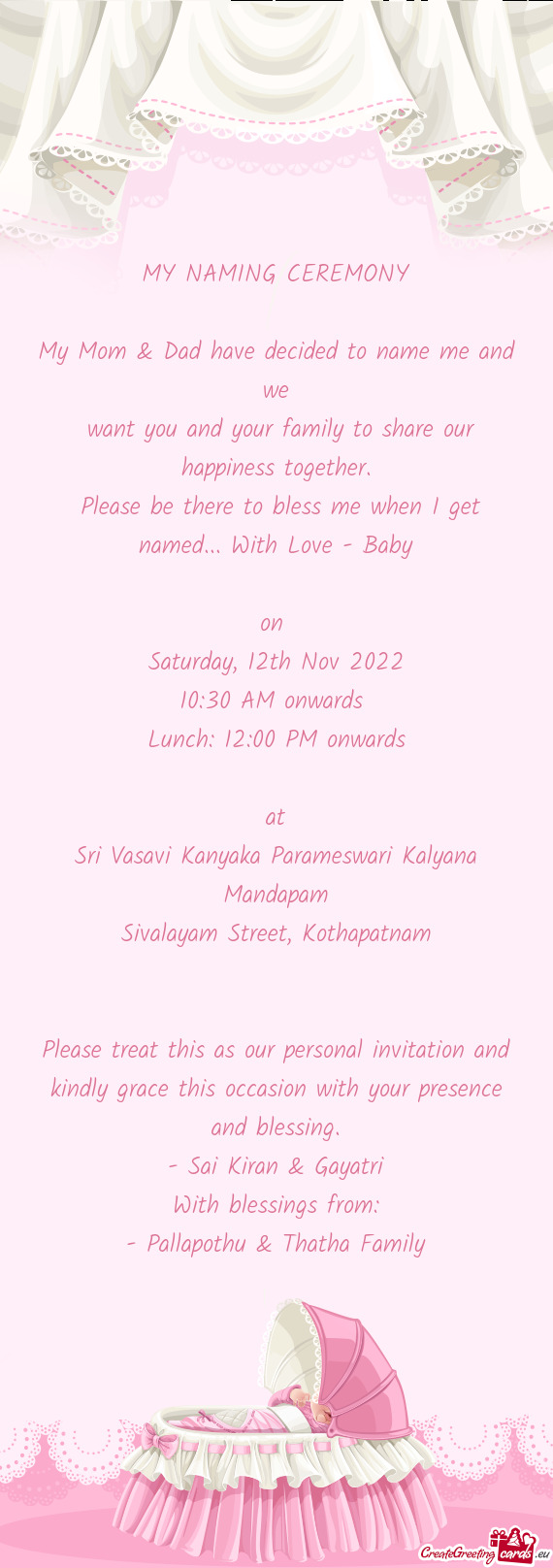 Please be there to bless me when I get named... With Love - Baby