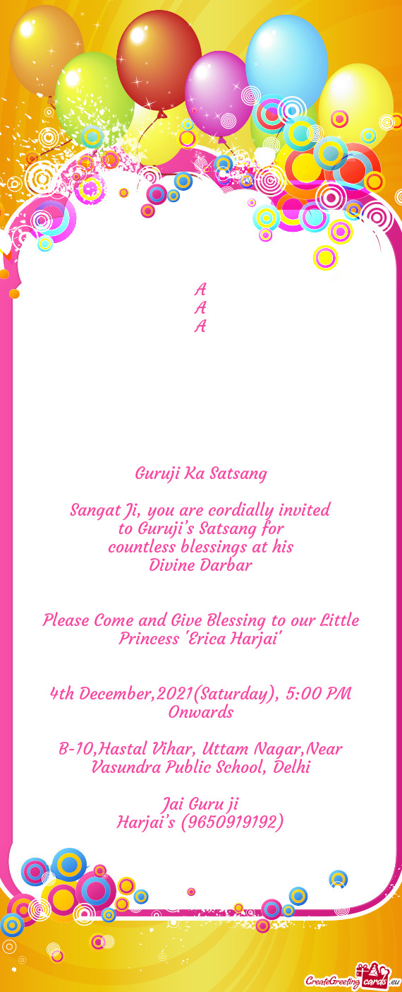 Please Come and Give Blessing to our Little Princess "Erica Harjai"
 
 
 4th December