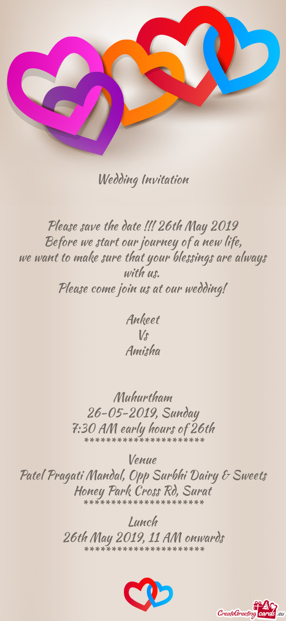 Please come join us at our wedding