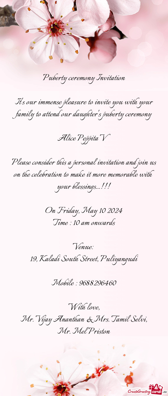 Please consider this a personal invitation and join us on the celebration to make it more memorable
