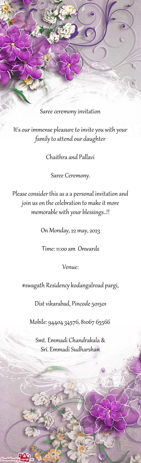 Please consider this as a a personal invitation and join us on the celebration to make it more memor