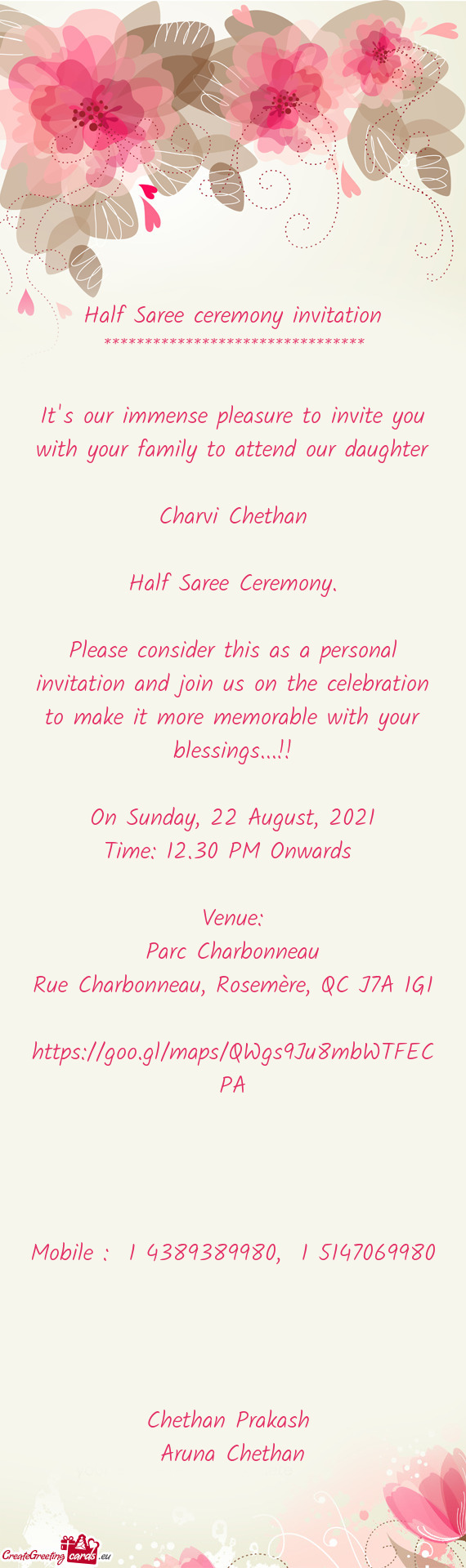 Please consider this as a personal invitation and join us on the celebration to make it more mem