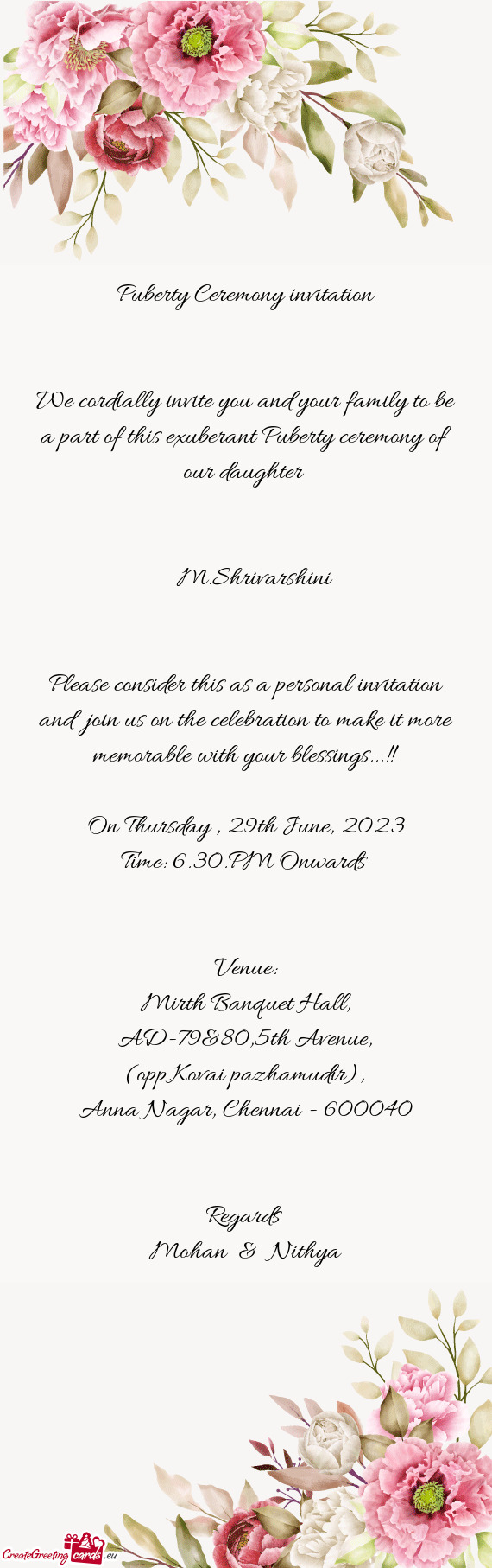 Please consider this as a personal invitation and join us on the celebration to make it more memora
