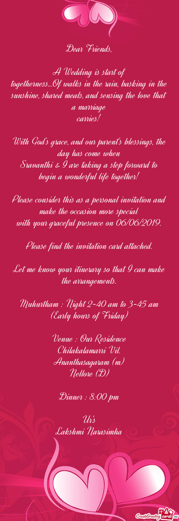 Please consider this as a personal invitation and make the occasion more special
