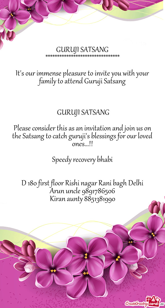 Please consider this as an invitation and join us on the Satsang to catch guruji