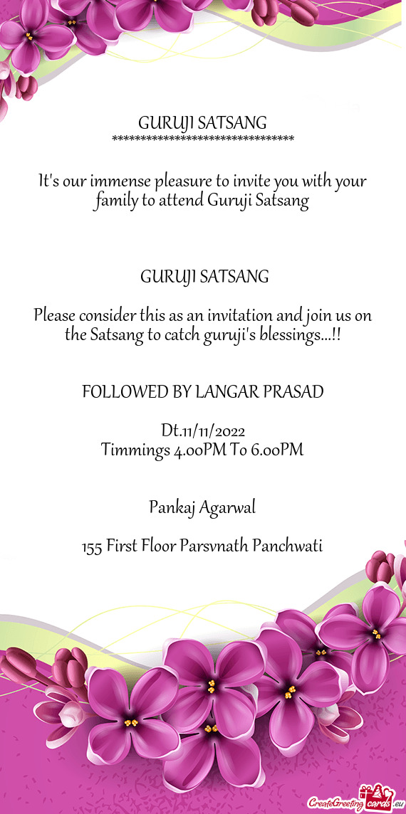 Please consider this as an invitation and join us on the Satsang to catch guruji