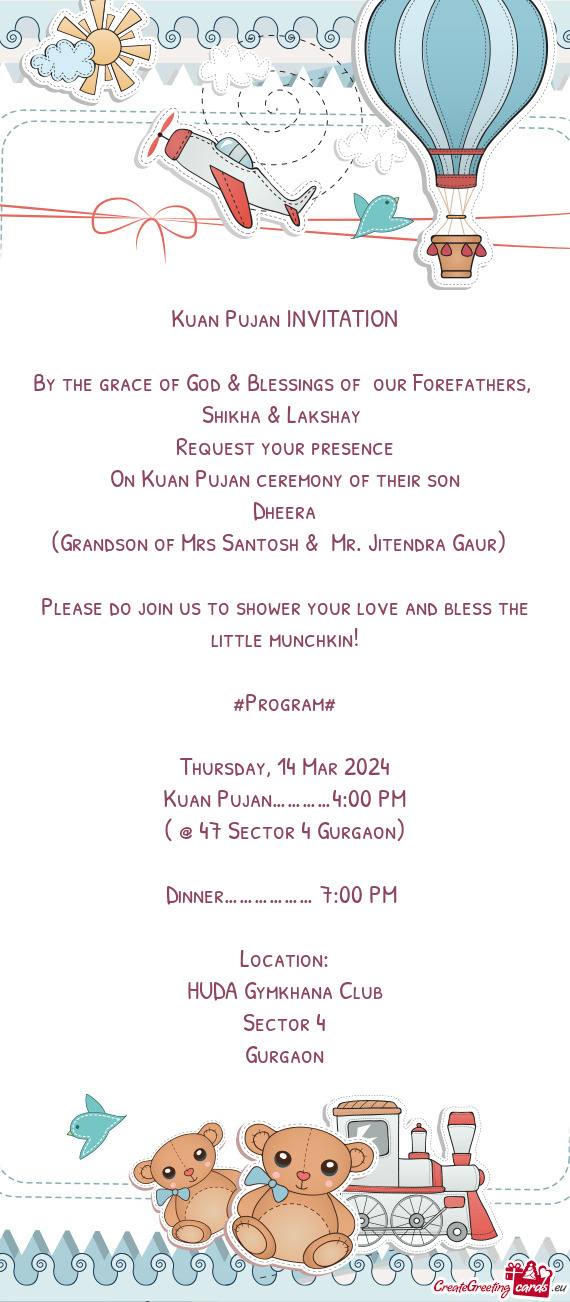 Please do join us to shower your love and bless the little munchkin