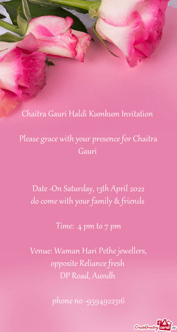 Please grace with your presence for Chaitra Gauri