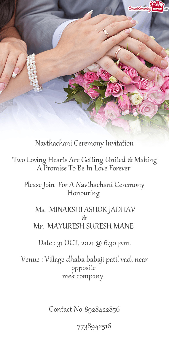 Please Join For A Navthachani Ceremony Honouring