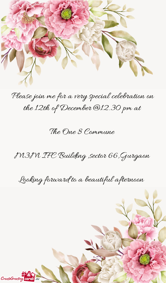 Please join me for a very special celebration on the 12th of December @12.30 pm at