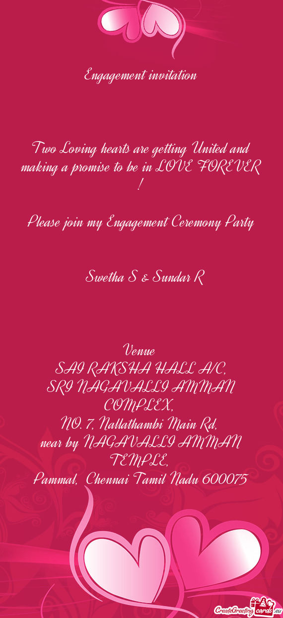 Please join my Engagement Ceremony Party