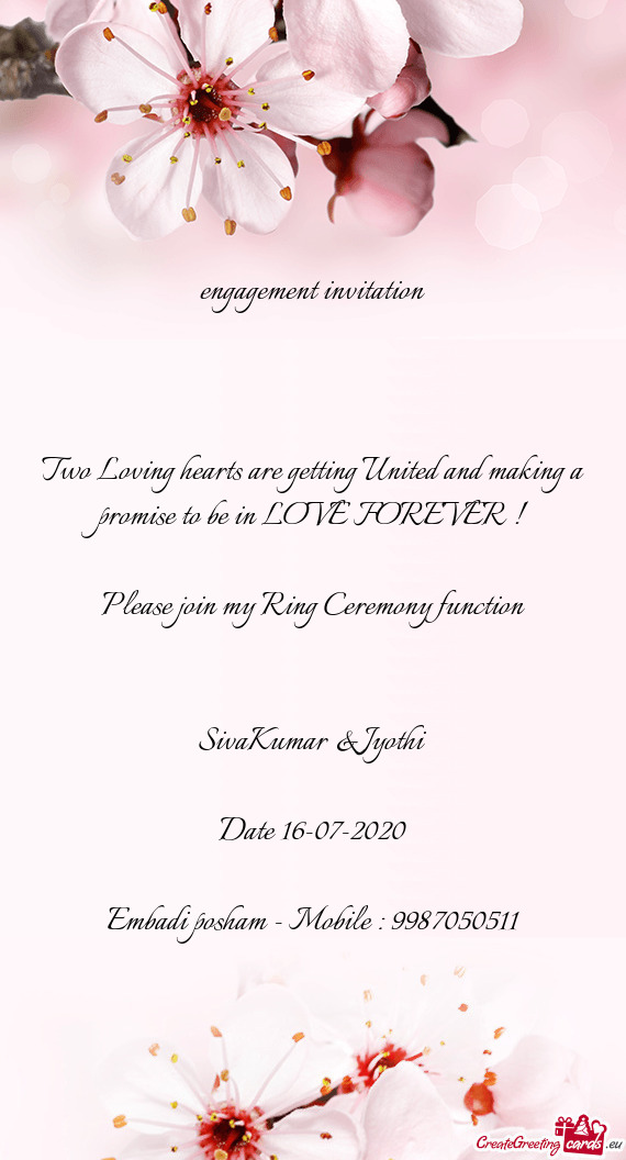 Please join my Ring Ceremony function