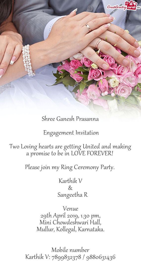Please join my Ring Ceremony Party. 