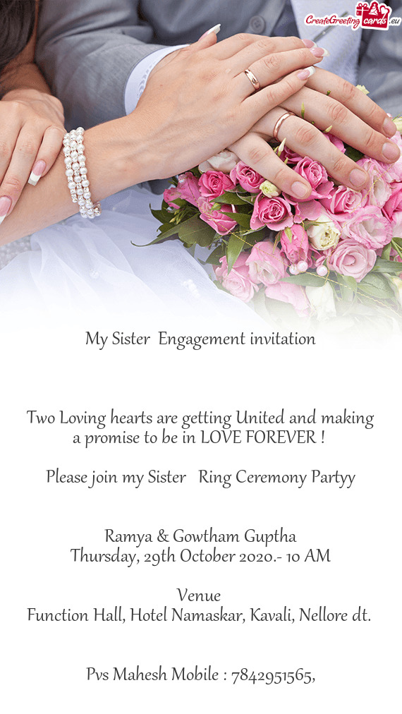 Please join my Sister Ring Ceremony Partyy