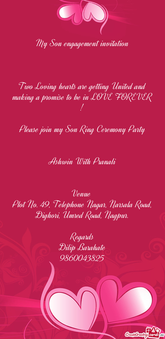 Please join my Son Ring Ceremony Party