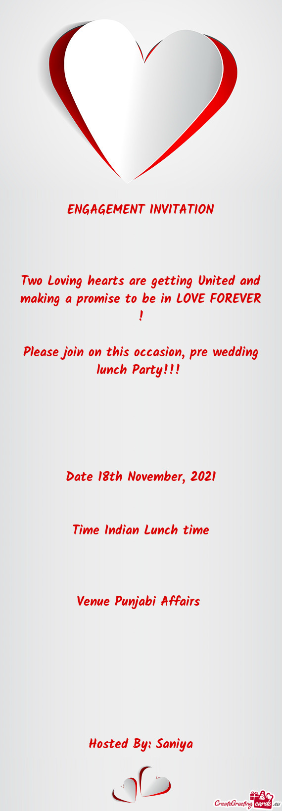 Please join on this occasion, pre wedding lunch Party