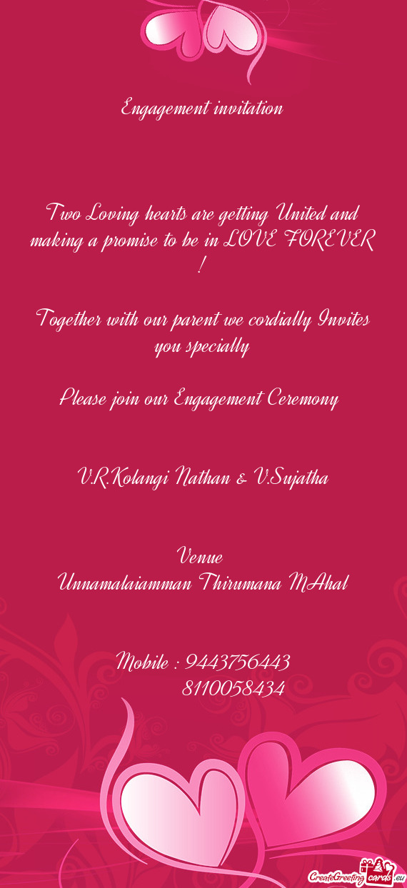 Please join our Engagement Ceremony