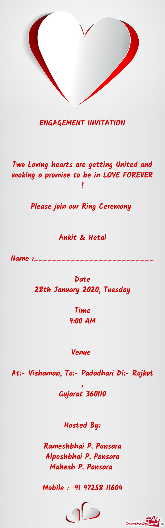 Please join our Ring Ceremony