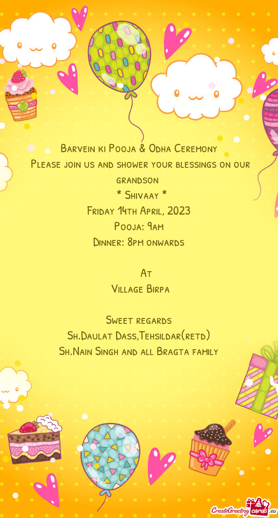 Please join us and shower your blessings on our grandson