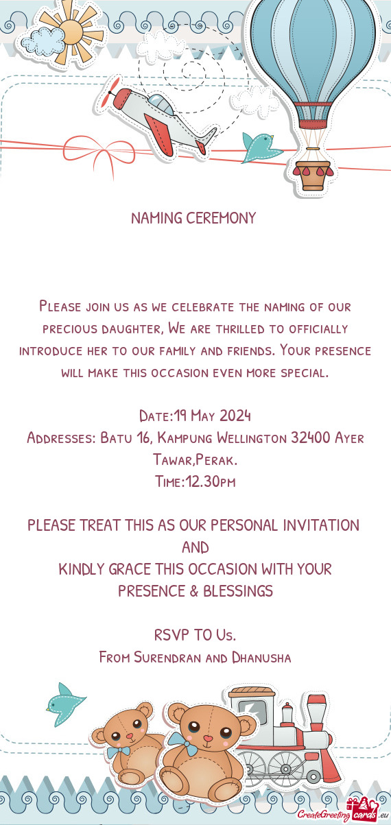 Please join us as we celebrate the naming of our precious daughter, We are thrilled to officially in