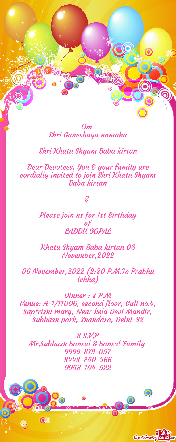 Please join us for 1st Birthday