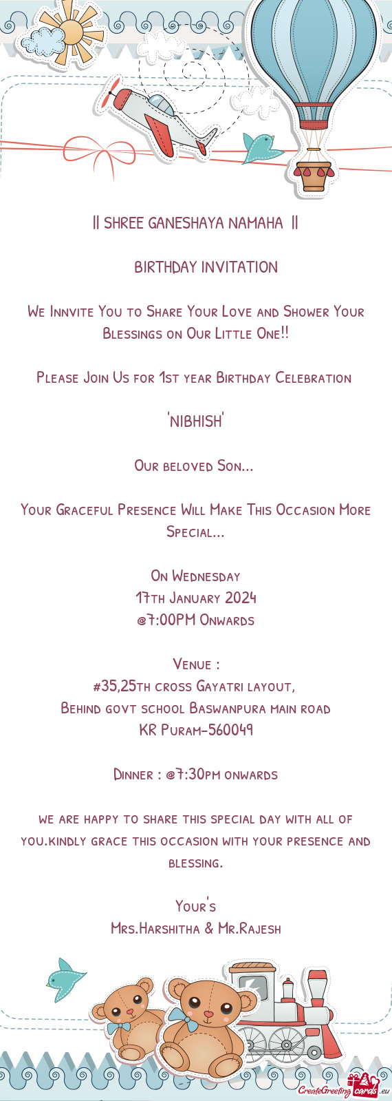Please Join Us for 1st year Birthday Celebration