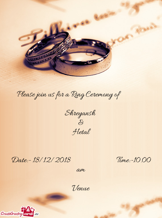 Please join us for a Ring Ceremony of