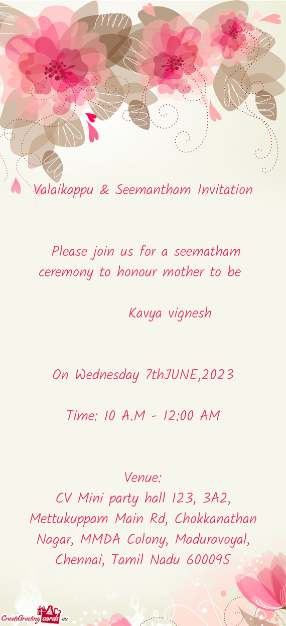 Please join us for a seematham ceremony to honour mother to be