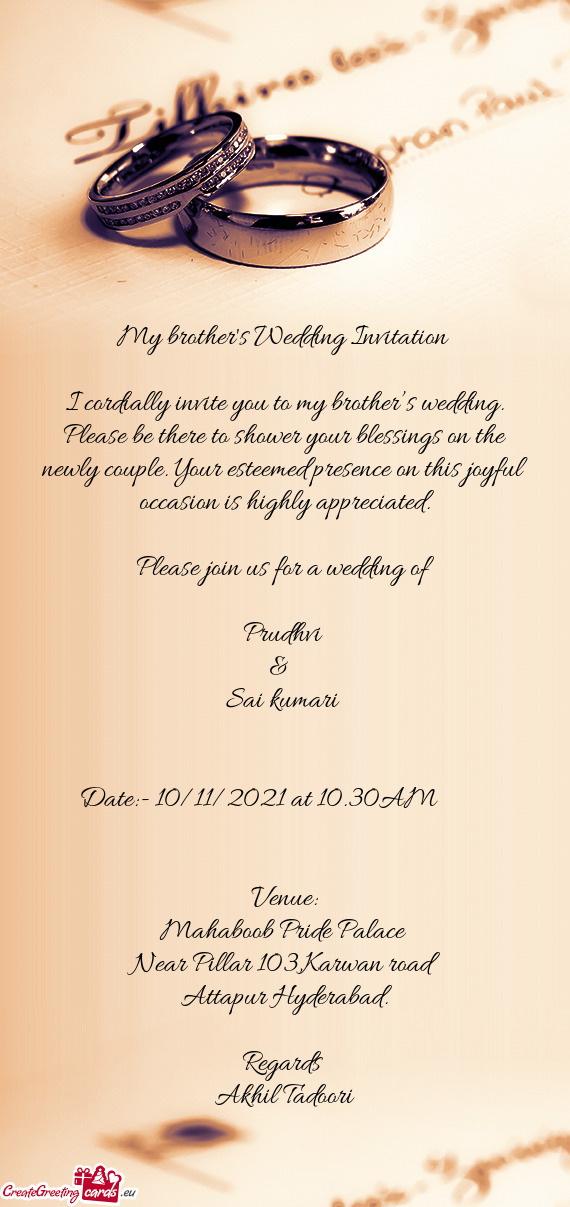 Please join us for a wedding of