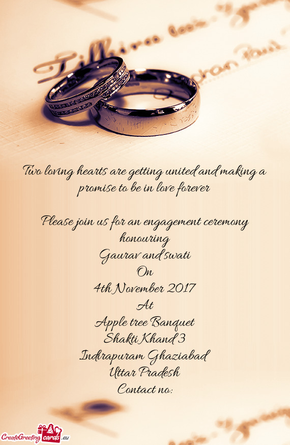 Please join us for an engagement ceremony honouring