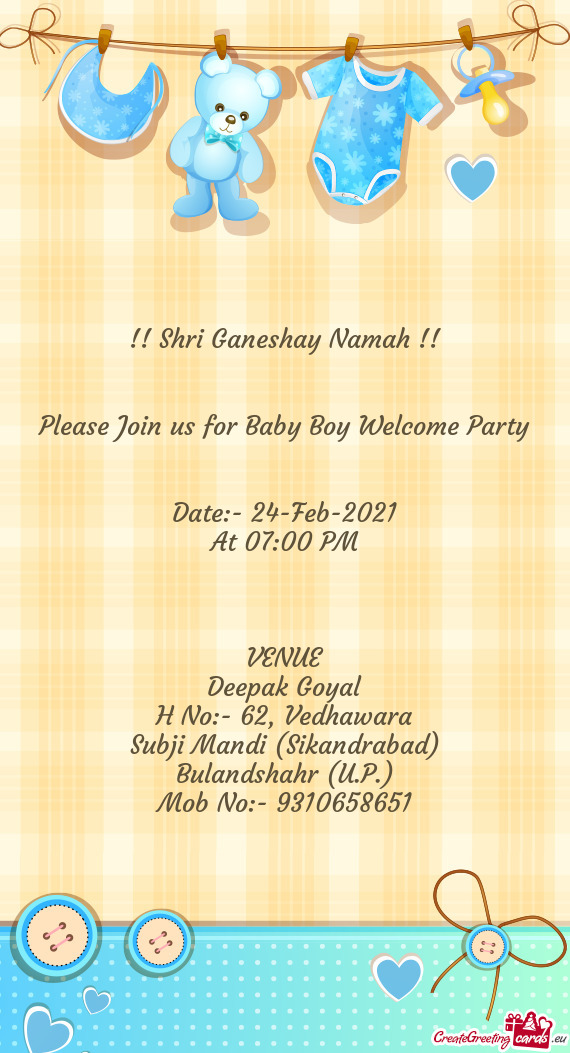 Please Join us for Baby Boy Welcome Party