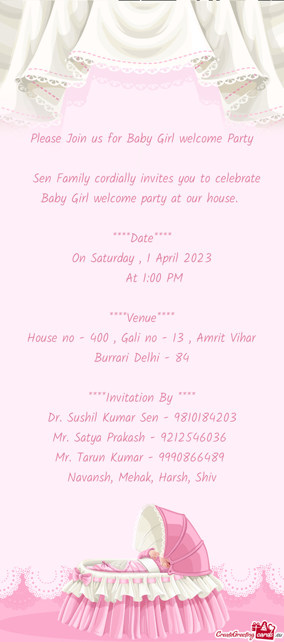 Please Join us for Baby Girl welcome Party