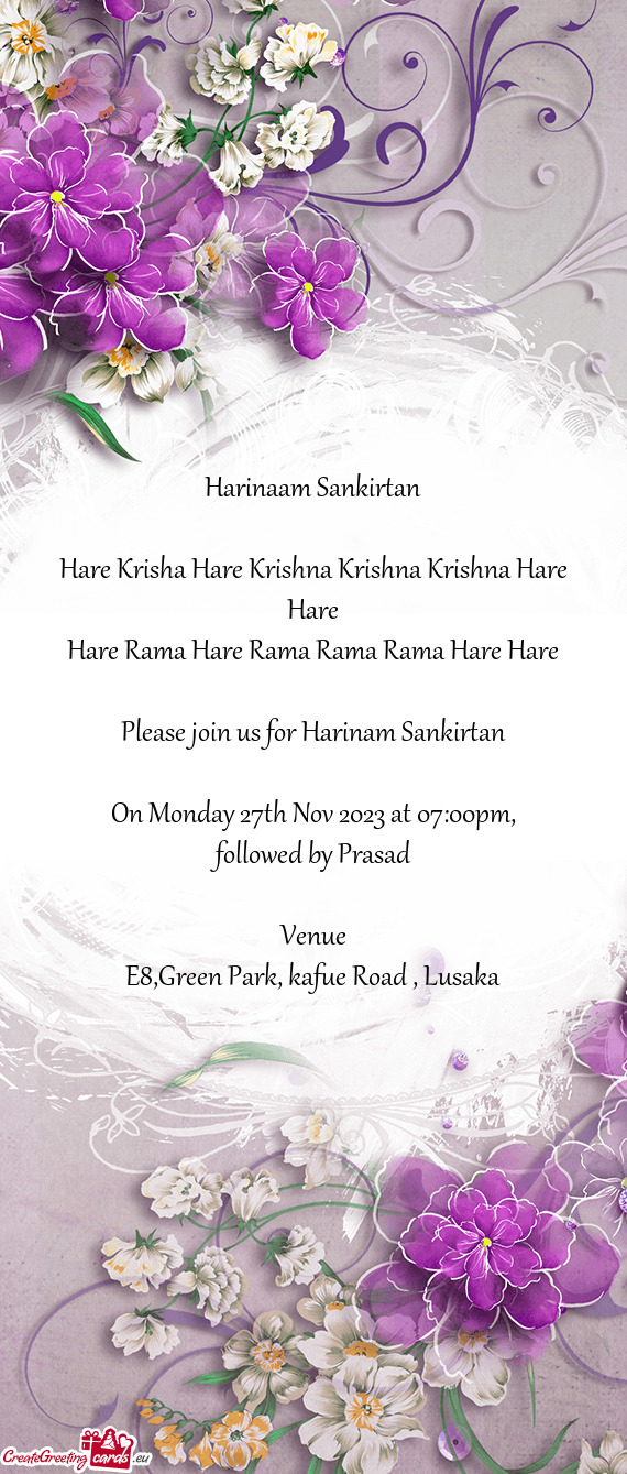 Please join us for Harinam Sankirtan
