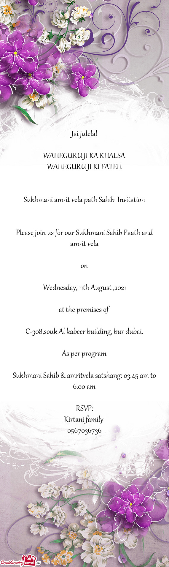 Please join us for our Sukhmani Sahib Paath and amrit vela