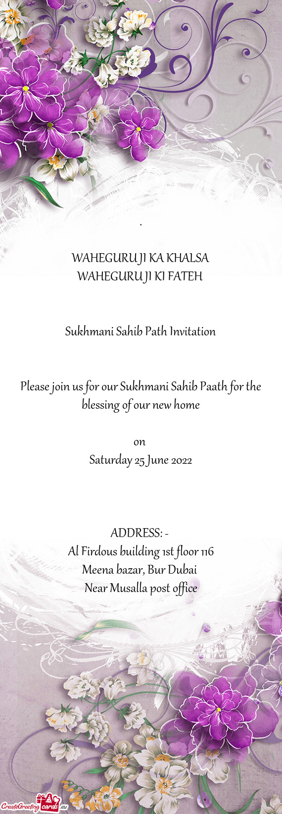 Please join us for our Sukhmani Sahib Paath for the blessing of our new home