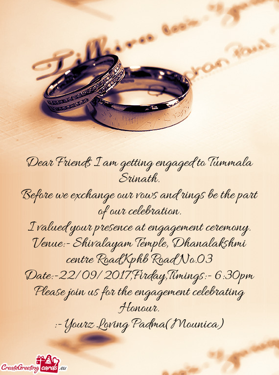 Please join us for the engagement celebrating Honour