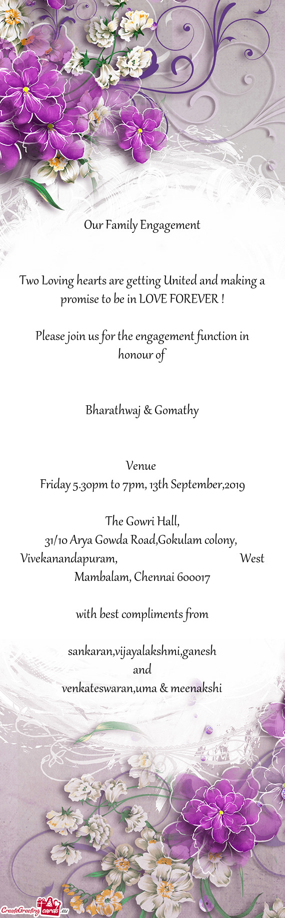 Please join us for the engagement function in honour of