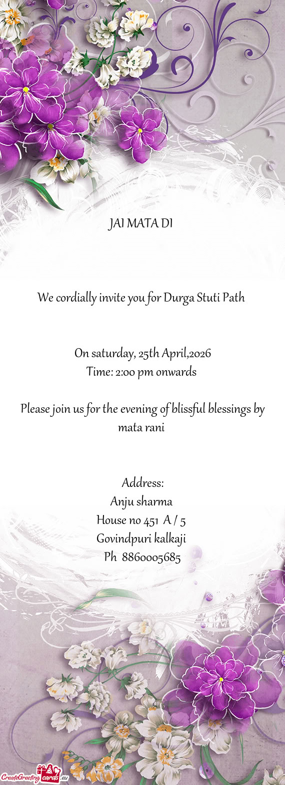 Please join us for the evening of blissful blessings by mata rani