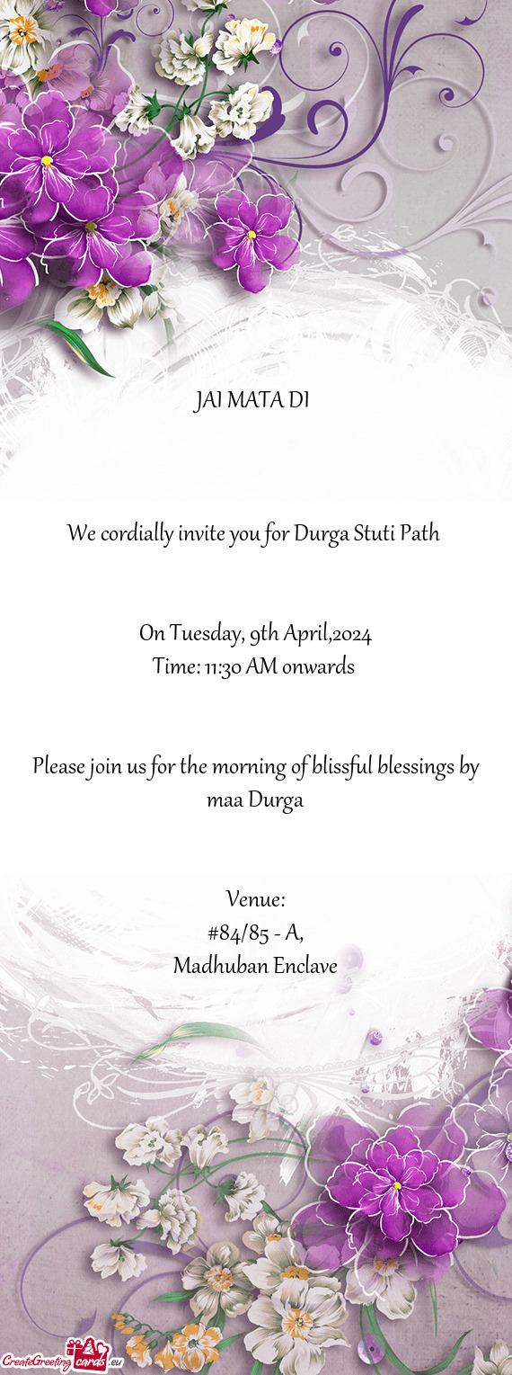 Please join us for the morning of blissful blessings by maa Durga