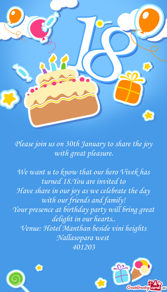 Please join us on 30th January to share the joy with great pleasure