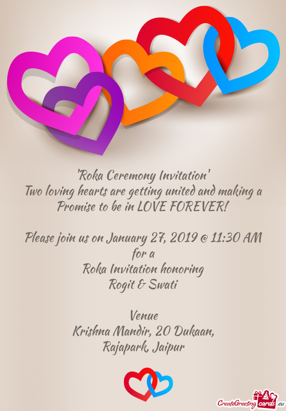 Please join us on January 27, 2019 @ 11:30 AM for a