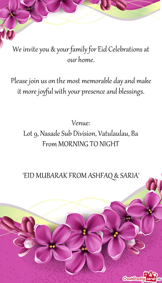 Please join us on the most memorable day and make it more joyful with your presence and blessings