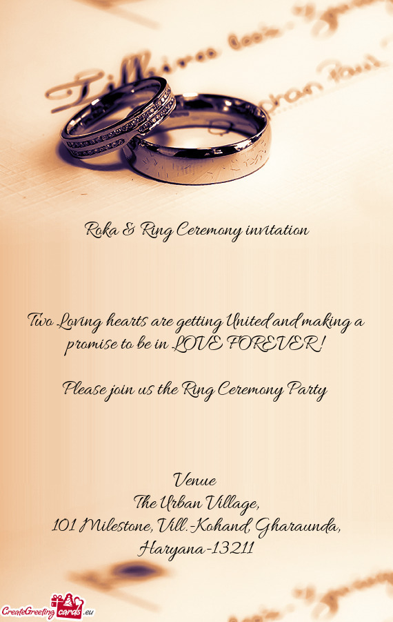 Please join us the Ring Ceremony Party